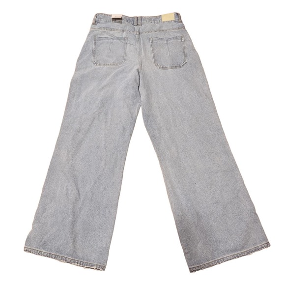 Zara Super High Rise Wide Leg Full Length Light Wash Jeans Full Length Size 12 - Picture 4 of 10